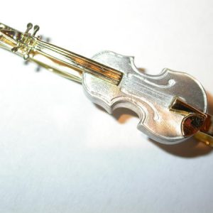 Pince cravate violon, or jaune, argent