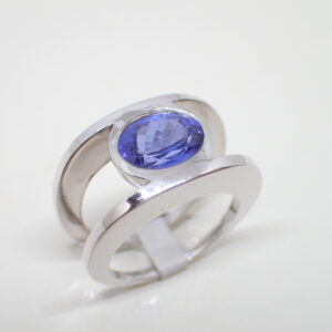 Bague or blanc tanzanite