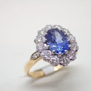 Bague pompadour saphir diamants