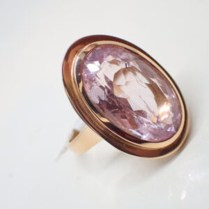 Bague or rose et kunzite