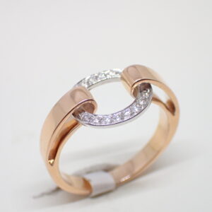 Bague lien or rose et anneau diamants