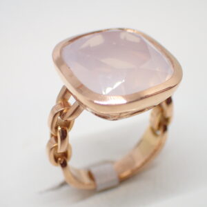 Bague or rose et opale rose