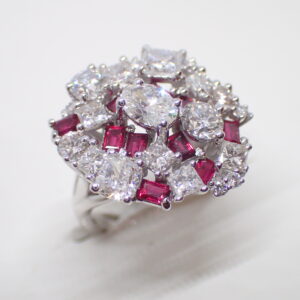 Bague « bouquet » diamants et rubis