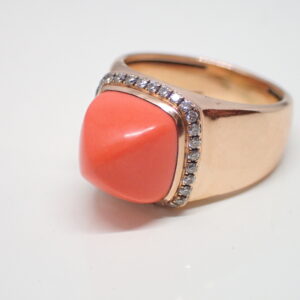 Bague Corail sur or rouge