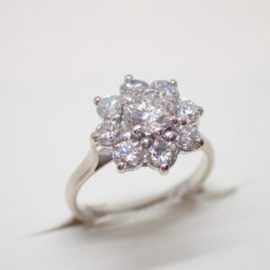 Bague marguerite or blanc diamants