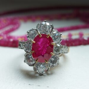 Bague Marguerite or blanc et saphir rose