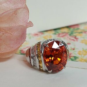 Bague or blanc et grenat